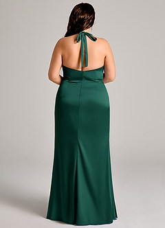 Azazie Valerie Bridesmaid Dresses Emerald Mermaid Pleated Stretch Satin Dress image12