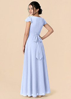 Azazie Payton Junior A-Linie Schleifen Chiffon Kleid Eis image2
