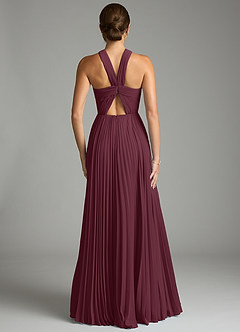 Azazie Afra Abiti da Damigella Abito A-Line in Chiffon Plissettato Cabernet image2