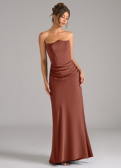 Azazie Debby Bridesmaid Dresses Auburn Mermaid Strapless Stretch Satin Convertible Dress image3