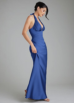Azazie Torrance Bridesmaid Dresses Royal Blue Mermaid Corset Stretch Satin Dress image7