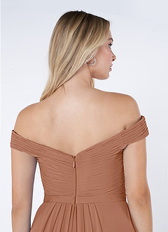 Azazie Audrianna Robes de demoiselle d'honneur Robe Trapèze Convertible en Mousseline de soie Schulterfrei gerafft Bronze image6