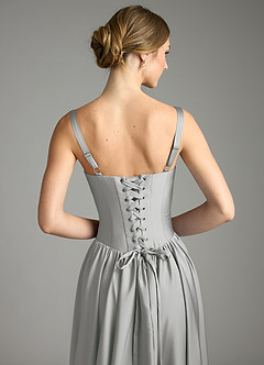 Azazie Evadina Suknie dla druhen Linia A Gorset Satyna elastyczna Do ziemi Sukienka image6