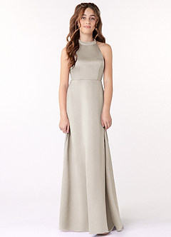 Azazie Laurel Junior Frost A-Line Matte Satin Dress image1
