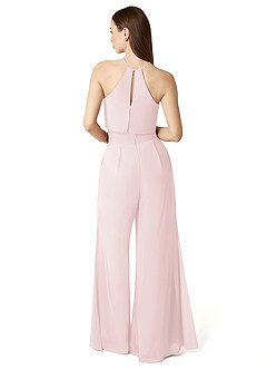 Azazie Kenzi Bridesmaid Dresses Blushing Pink Pleated Chiffon Jumpsuit image2