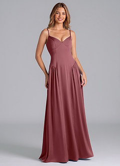 Azazie Kirby Bridesmaid Dresses Desert Rose A-Line Stretch Satin Dress image3