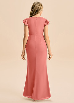 Azazie Julie Junior Jurk van Chiffon met Zeemeermin Ruches Zalm Roze image5