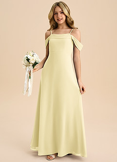Azazie Anselie Junior Vestido de Sorbete De Limón de Gasa de Corte en A con Vestidos sin tirantes image4