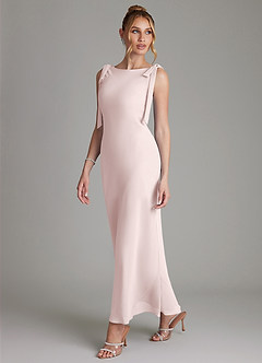 Azazie Luddie Bridesmaid Dresses Blushing Pink Mermaid Bow Chiffon Dress image1