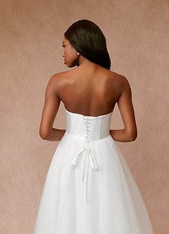 Azazie Gelsey Wedding Dresses A-Line Sweetheart Neckline Tulle Knee-Length Dress image8