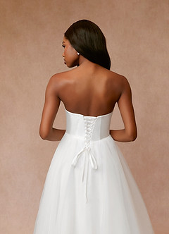 Azazie Gelsey Wedding Dresses Diamond White A-Line Sweetheart Neckline Tulle Dress image8