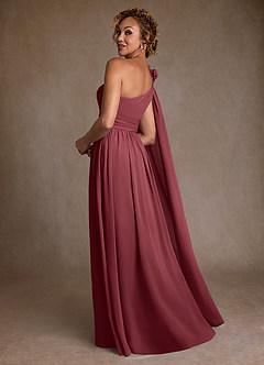 Azazie Lancaster Mother of the Bride Dresses Merlot A-Line One Shoulder Chiffon Dress image2