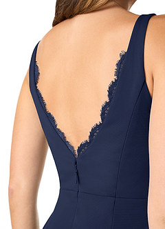 Azazie Verami Bridesmaid Dresses Dark Navy Mermaid Lace Mesh Dress image5