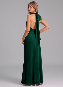 Azazie Velli Bridesmaid Dresses Emerald Mermaid High Neck Velvet Dress image6