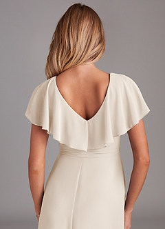 Azazie Lainey Bridesmaid Dresses White Alabaster A-Line with Pockets Chiffon Dress image2
