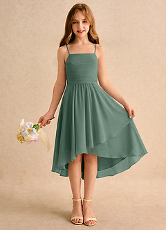 Azazie Twilight Dance Girls Formal Flower Girl Dresses Eucalyptus A-Line Pleated Chiffon Dress image1