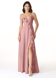 Azazie Tarni Vestidos de damas de honor Vestido de Rosa Polvorienta de Gasa de Corte en A image1