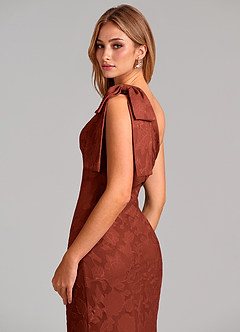 Azazie Yuanna Final Sale Terracotta Mermaid One Shoulder Floral Burnout Dress image2