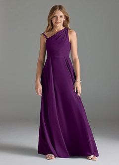 Azazie Dallas Junior Grape A-Line Pleated Chiffon Dress image1