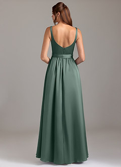 Azazie Elliott Bridesmaid Dresses Sea Moss A-Line with Pockets Stretch Satin Dress image6