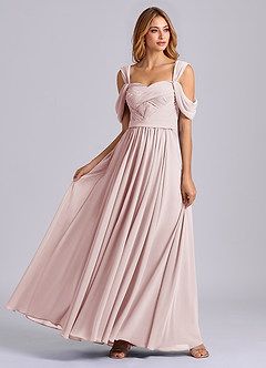 Azazie Koa Brudtärnklänningar Klä av A-Linje i Chiffong Av axeln Rodnande Rosa image5