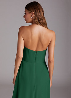 Azazie Wren Bridesmaid Dresses Dark Green A-Line Strapless Chiffon Dress image8
