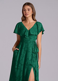 Azazie Lainey Jurken voor bruidsmeisjes Jurk van Bloemen Burn-out met A-Lijn met Zakken Smaragd image7