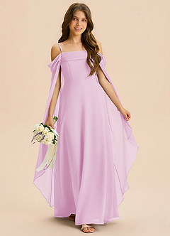 Azazie Moana Junior Linia A Pofałdowany Szyfon Długość podłogi Młodsza druhna Sukienka image3