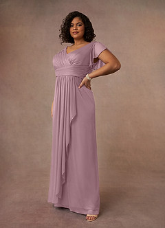 Azazie Reneya Mother of the Bride Dresses Dusty Rose A-Line Pleated Mesh Dress image8