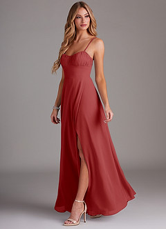 Azazie Breonna Final Sale Rust A-Line Sweetheart Neckline Chiffon Dress image3