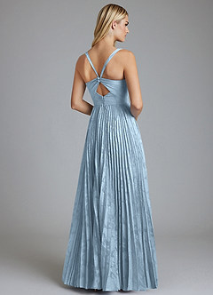 Azazie Mirella 신부 들러리 드레스 A라인 주름진 플로럴 번아웃 바닥 길이 드레스 image3