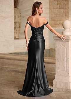 Valeria Schwarz Samt-Pailletten-Korsett-Satin-Abendkleid image2