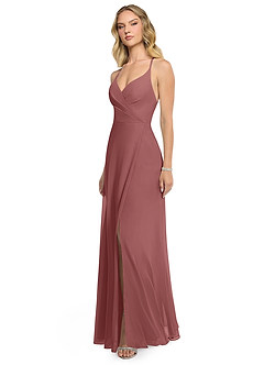 Azazie Davis Brautjungfernkleider A-Linie V-Hals Chiffon Kleid Amethyst image3