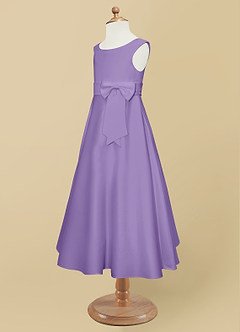 Azazie Lindy Flower Girl Dresses Tahiti A-Line Pleated Matte Satin Dress image12