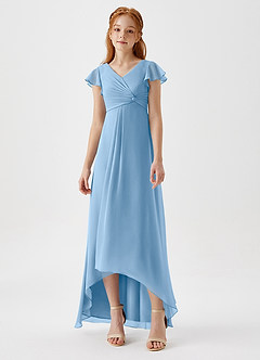 Azazie Breanne Junior Jurk van Chiffon met A-Lijn Poederblauw image4