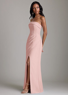 Azazie Aretha Final Sale Dusty Blue A-Line Strapless Chiffon Dress image6