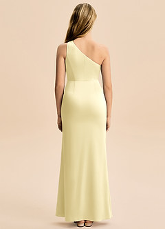 Azazie Akilah Junior Vestido Sorvete De Limão de Cetim elástico de Bainha com Plissado image6