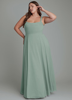 Azazie Shaude Bridesmaid Dresses Silver Sage A-Line Pleated Chiffon Dress image8