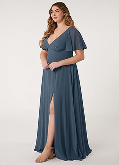 Azazie Kimber Bridesmaid Dresses Neptune A-Line Flounce Sleeve Chiffon Dress image11