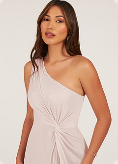 Azazie Brooke Bridesmaid Dresses A-Line One Shoulder Mesh Floor-Length Dress image5