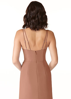 Azazie Leo Bridesmaid Dresses Bronzer Mermaid V-Neck Pleated Chiffon Dress image6