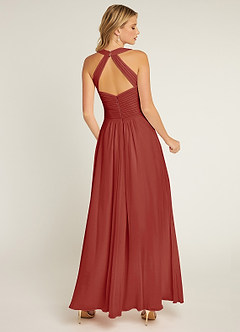 Azazie Claudia Bridesmaid Dresses Terracotta A-Line Sweetheart Neckline Chiffon Dress image3