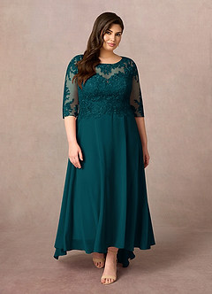 Azazie Monza Mother of the Bride Dresses Pine A-Line Lace Chiffon Dress image7