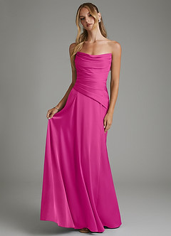Azazie Gabriela Brautjungfernkleider A-Linie Korsett Stretch-Satin Kleid Fuchsia image7