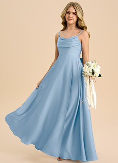 Azazie Bear Junior Powder Blue A-Line Sweetheart Neckline Stretch Satin Dress image5
