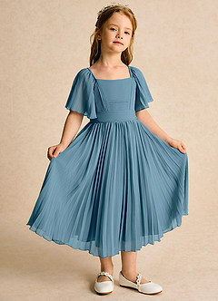 Azazie Gisele Abiti da Ragazza di Fiori Abito A-Line in Chiffon Plissettato Bermuda image5