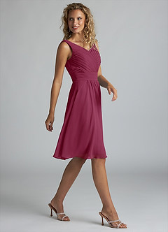 Azazie Grace Bridesmaid Dresses Mulberry A-Line Pleated Chiffon Dress image4