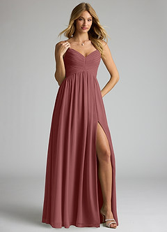 Azazie Alia Bridesmaid Dresses Amethyst A-Line Pleated Chiffon Dress image4