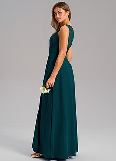 Azazie Phaedra Bridesmaid Dresses Pine A-Line One Shoulder Chiffon Dress image6