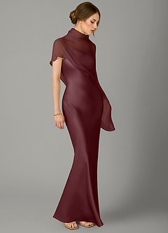 Azazie Jaleesa Brudtärnklänningar Klänning av A-linje i Stretch Satin Hög hals Sangria image3